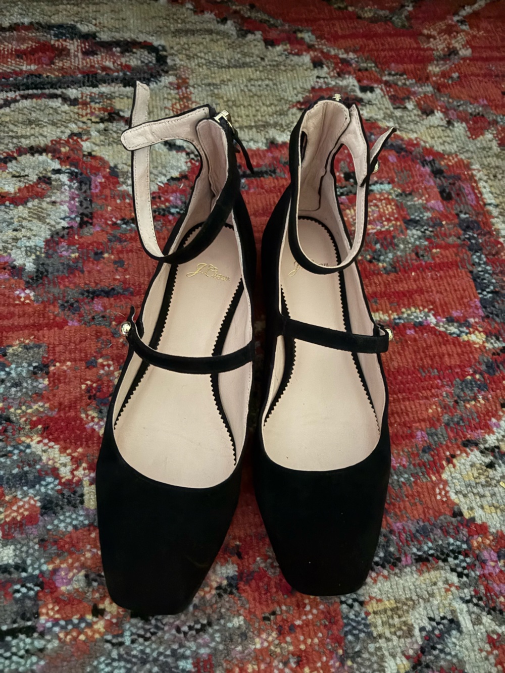 J.Crew Sally Black Ankle-Strap Mary Jane Ballet Flats